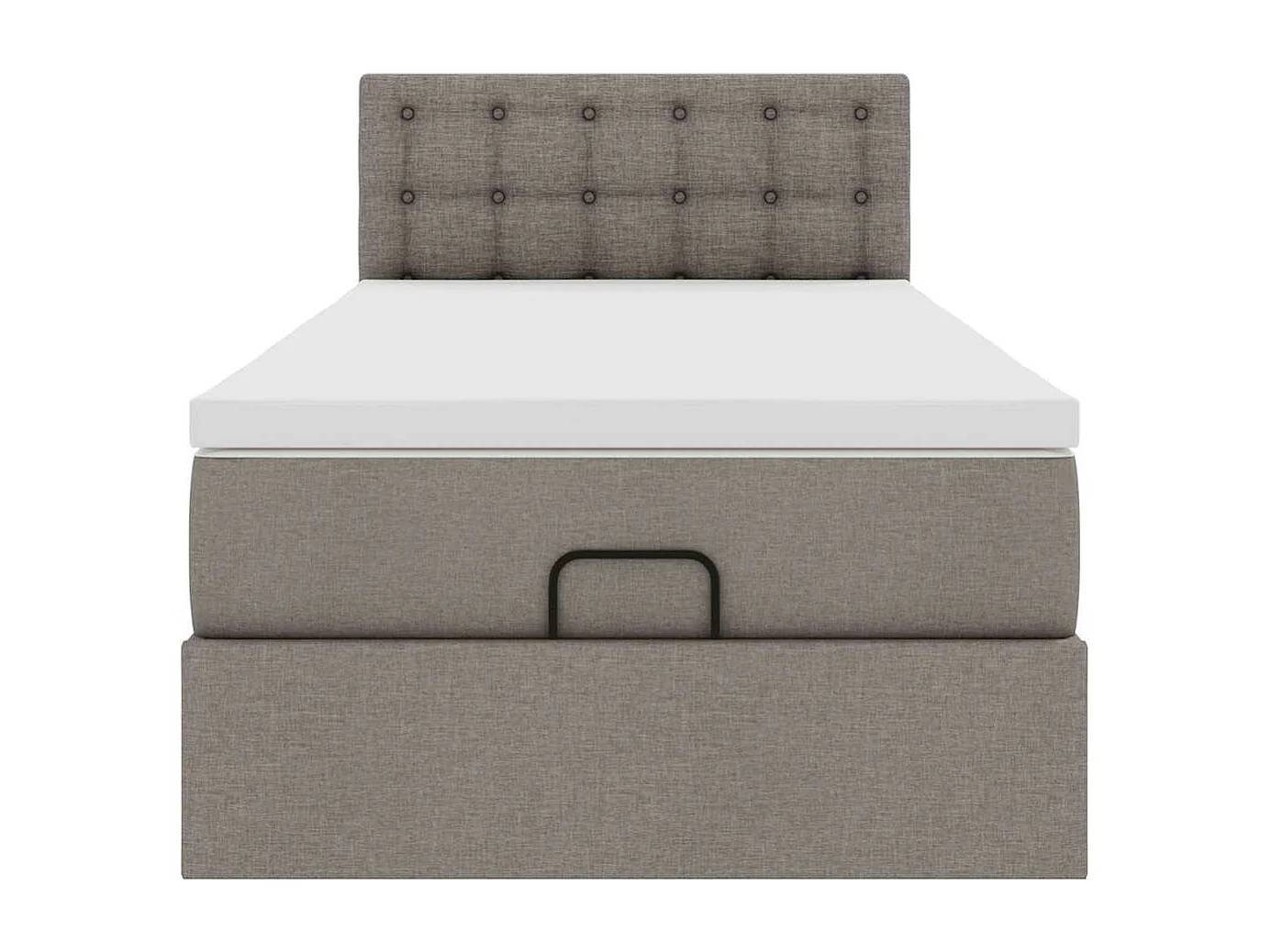 Cadre de lit ottoman avec matelas taupe 90x190 cm tissu