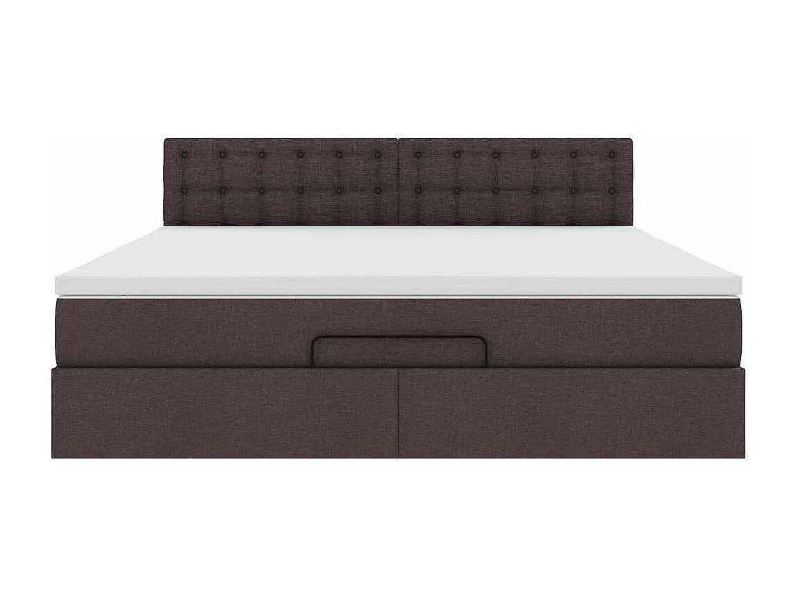 Cadre de lit ottoman avec matelas marron foncé 180x200 cm tissu