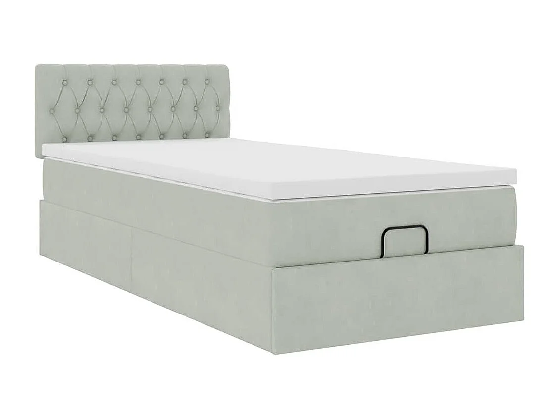 Estrutura cama otomana colchão 80x200 cm veludo cinzento claro