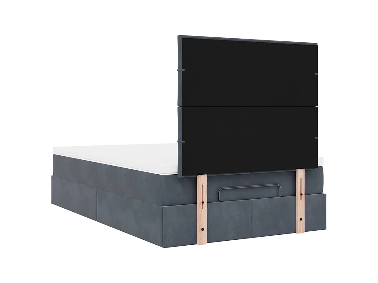 Cadre de lit ottoman avec matelas gris foncé 120x190 cm velours