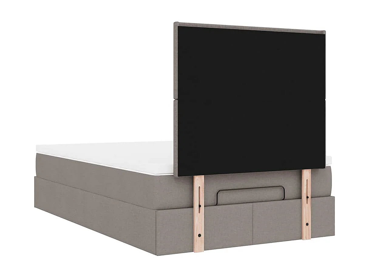 Estrutura de cama otomana com colchão 120x190cm tecido cinzento