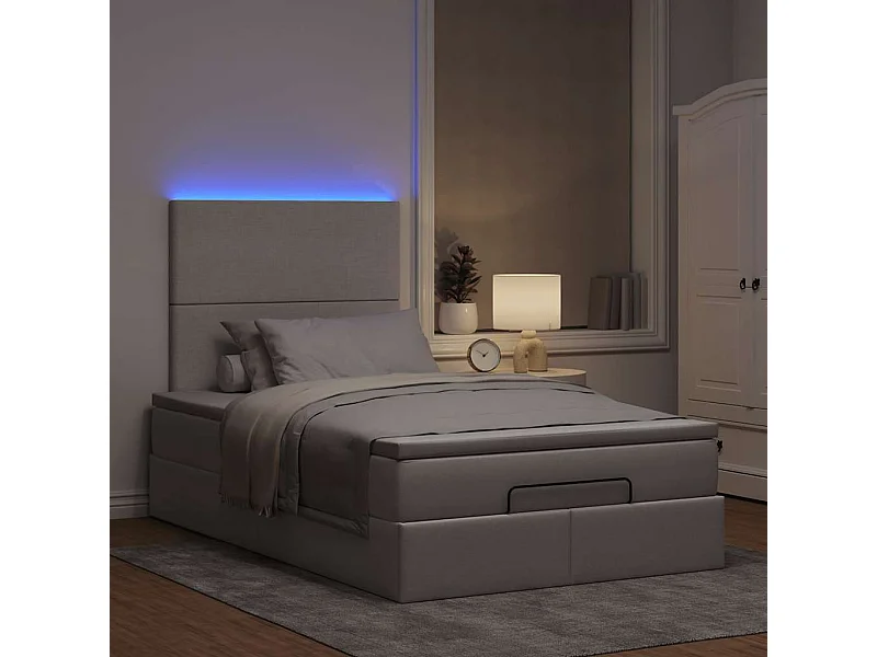 Cadre de lit ottoman avec matelas taupe 120x190 cm tissu