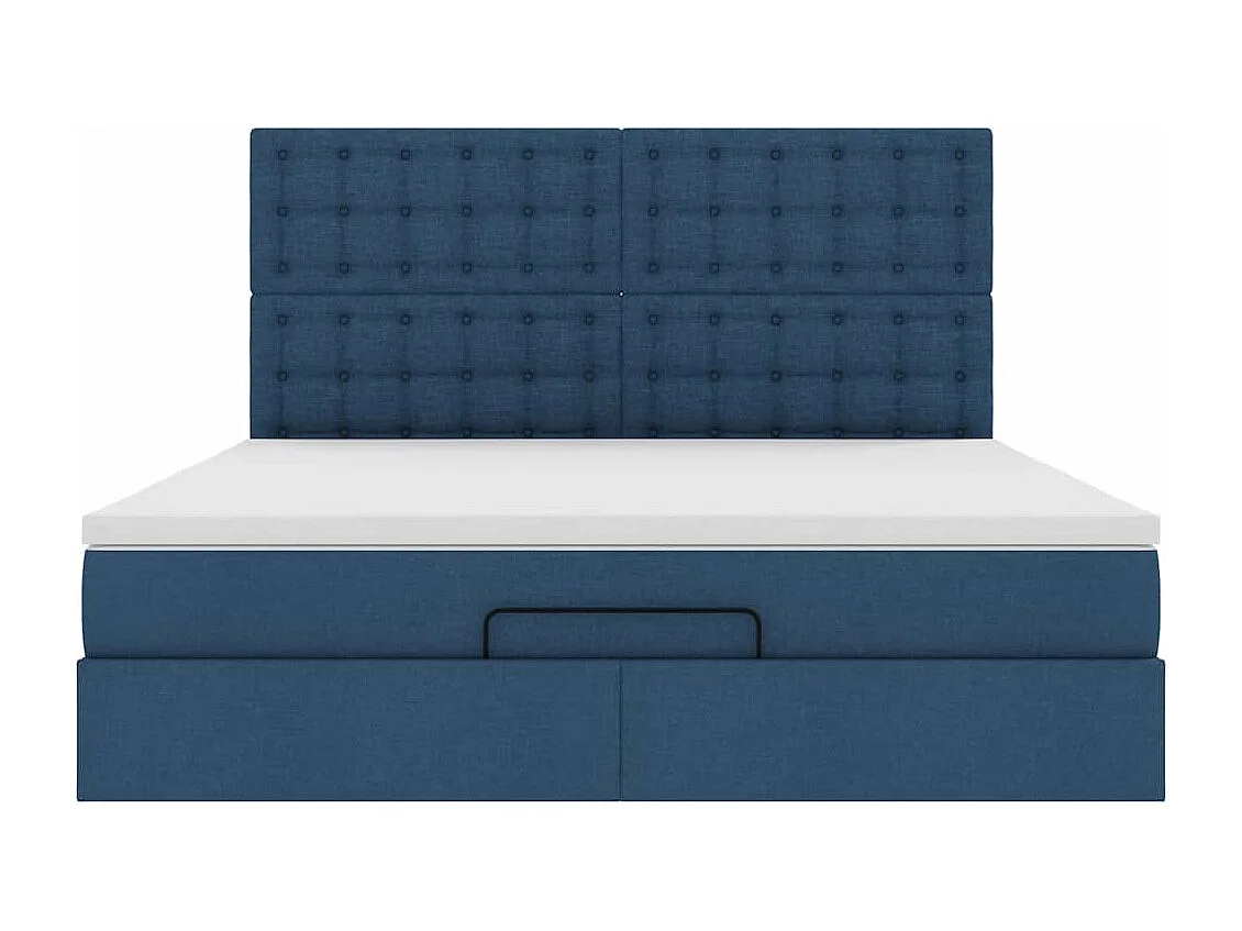 Cadre de lit ottoman avec matelas bleu 180x200 cm tissu