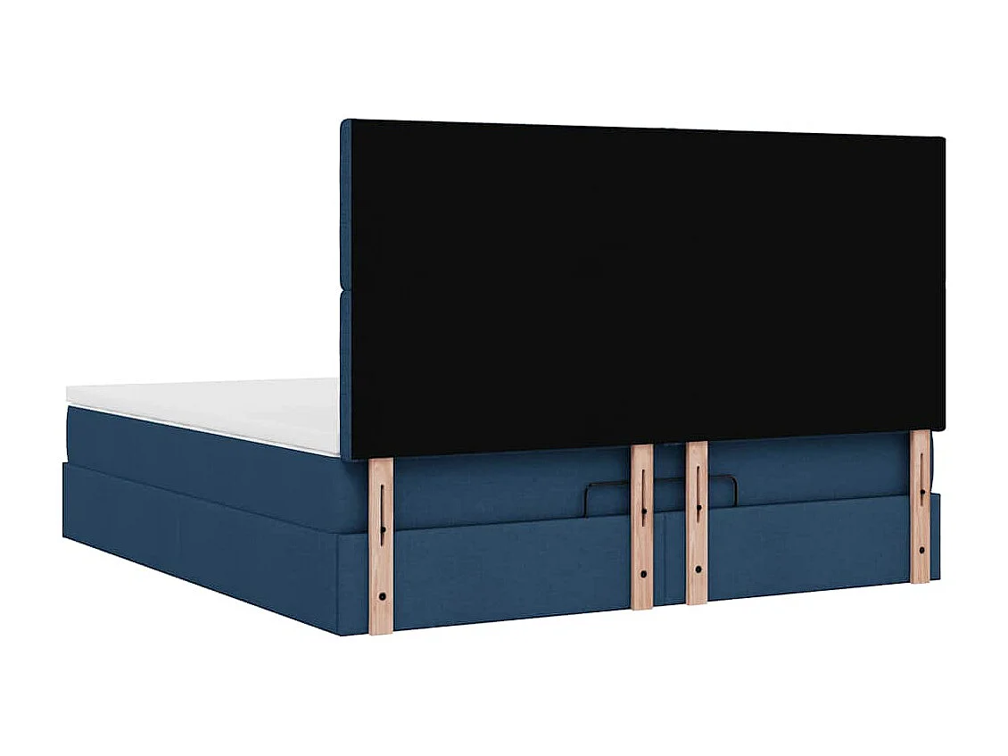 Cadre de lit ottoman avec matelas bleu 180x200 cm tissu