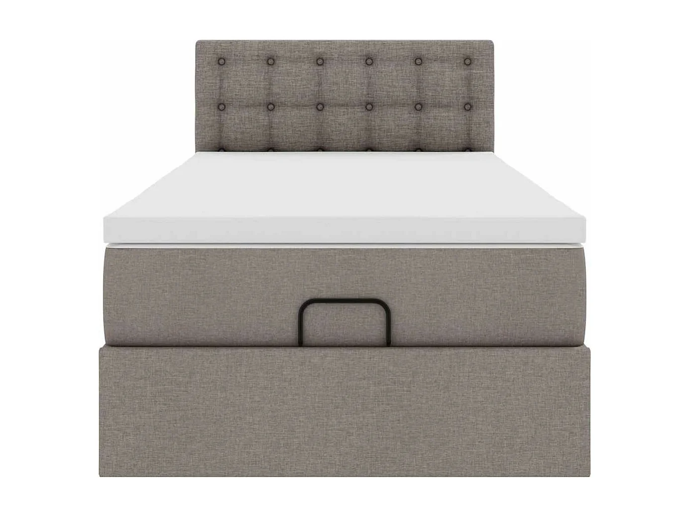 Estructura de cama otomana colchón tela gris pardo 90x190cm