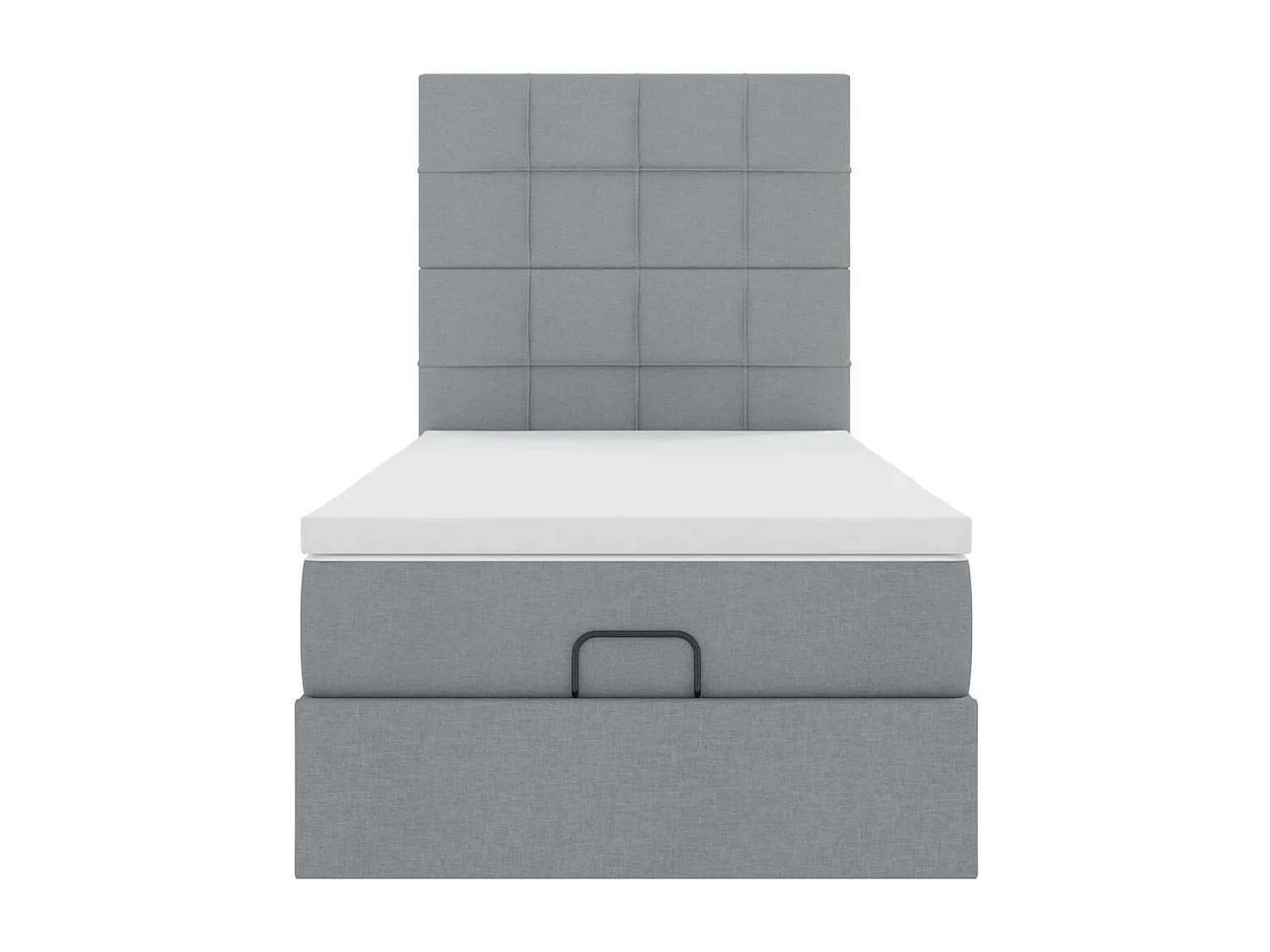 Cadre de lit ottoman et matelas gris clair 90x200 cm tissu