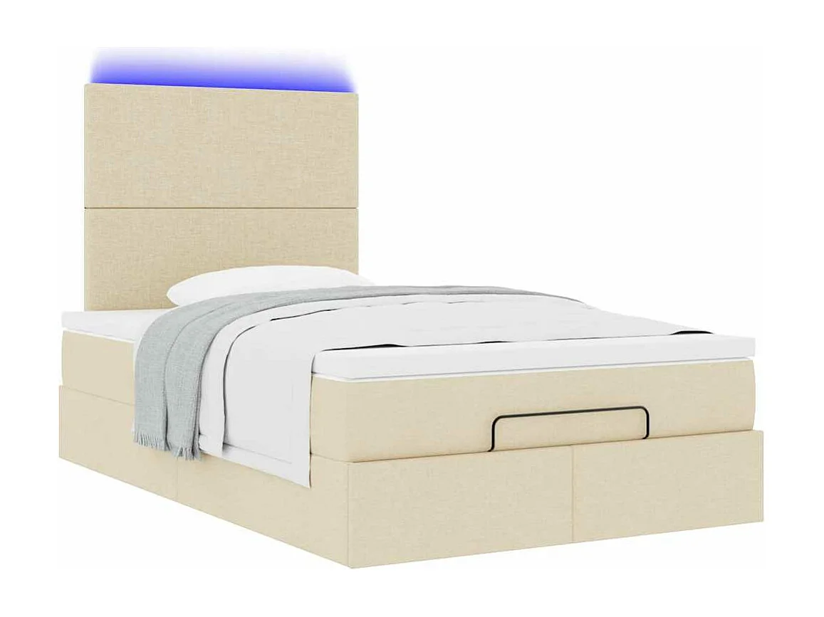 Ottoman bed met matras en LED's 120x200cm stof crèmekleurig