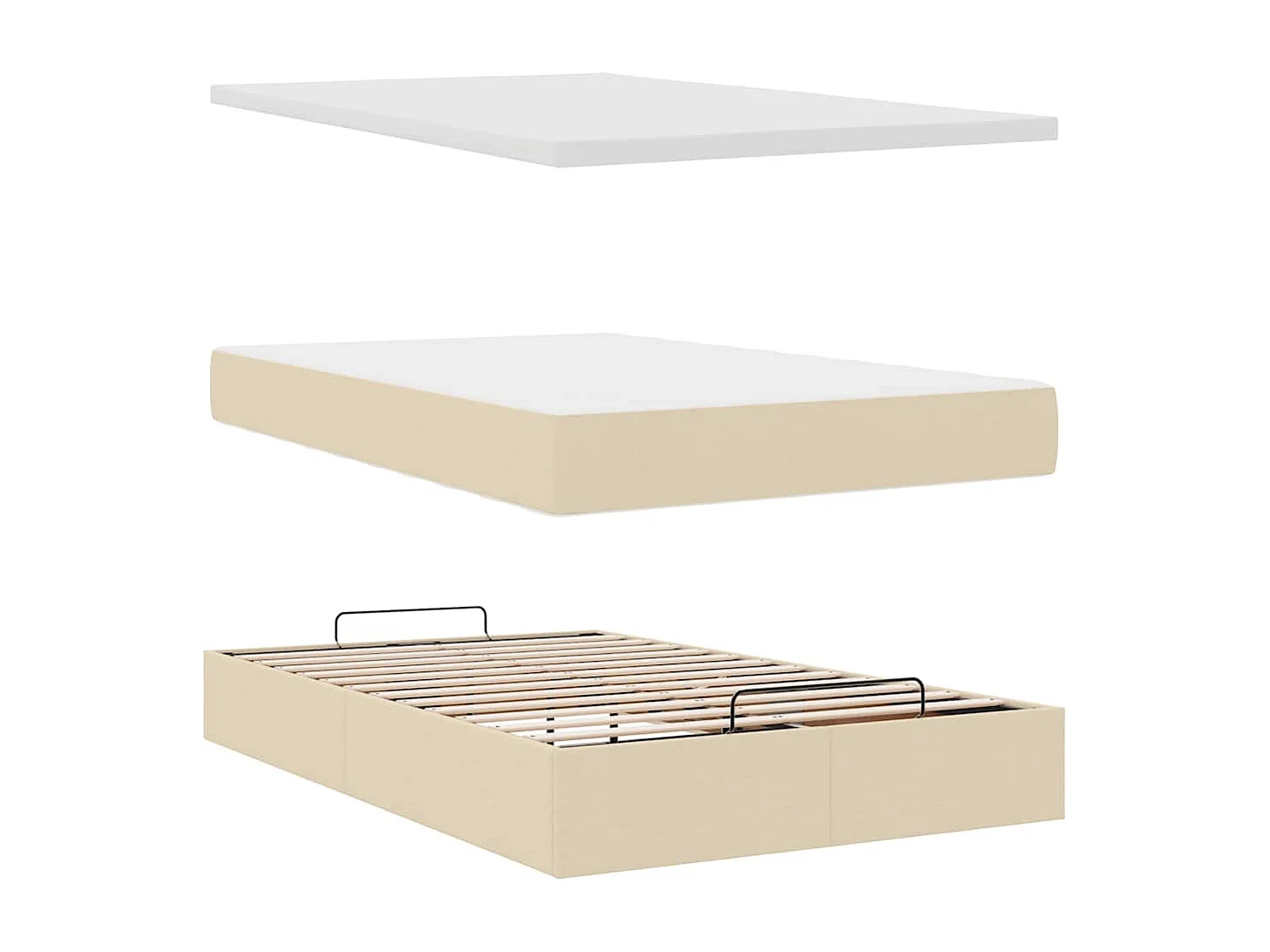 Ottoman bed met matras en LED's 120x200cm stof crèmekleurig