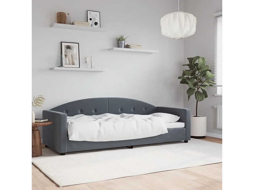 Lit de repos gris foncé 80x200 cm velours