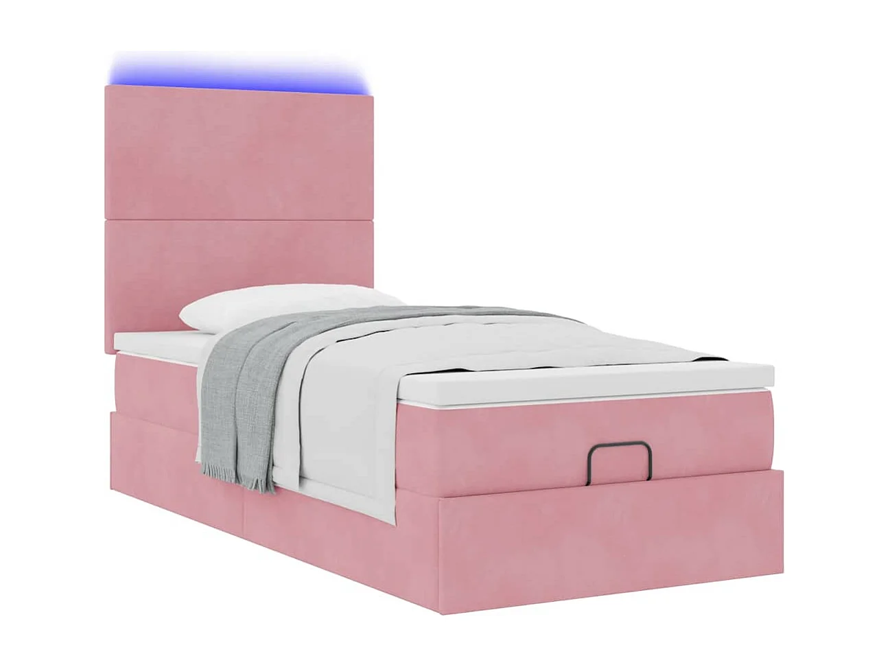 Ottoman bed met matrassen en LED's 90x200cm fluweel roze