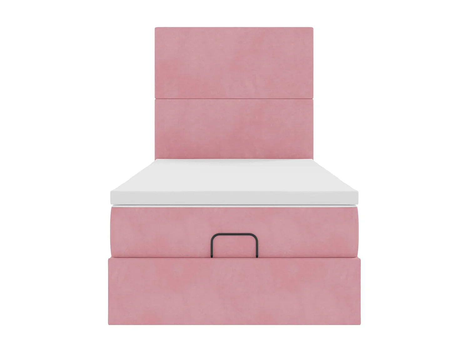 Estrutura de cama otomana com colchões rosa 90x200cm veludo