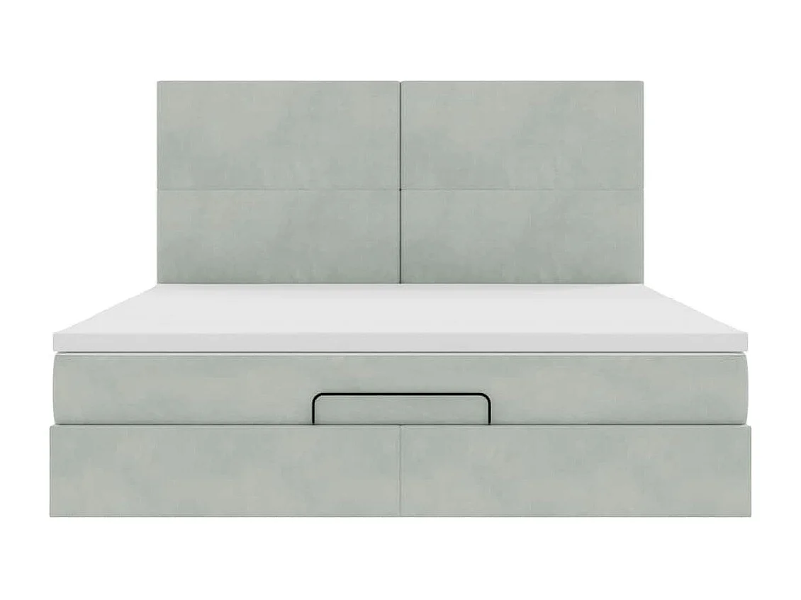 Ottoman bed met matrassen en LED's 180x200cm fluweel lichtgrijs