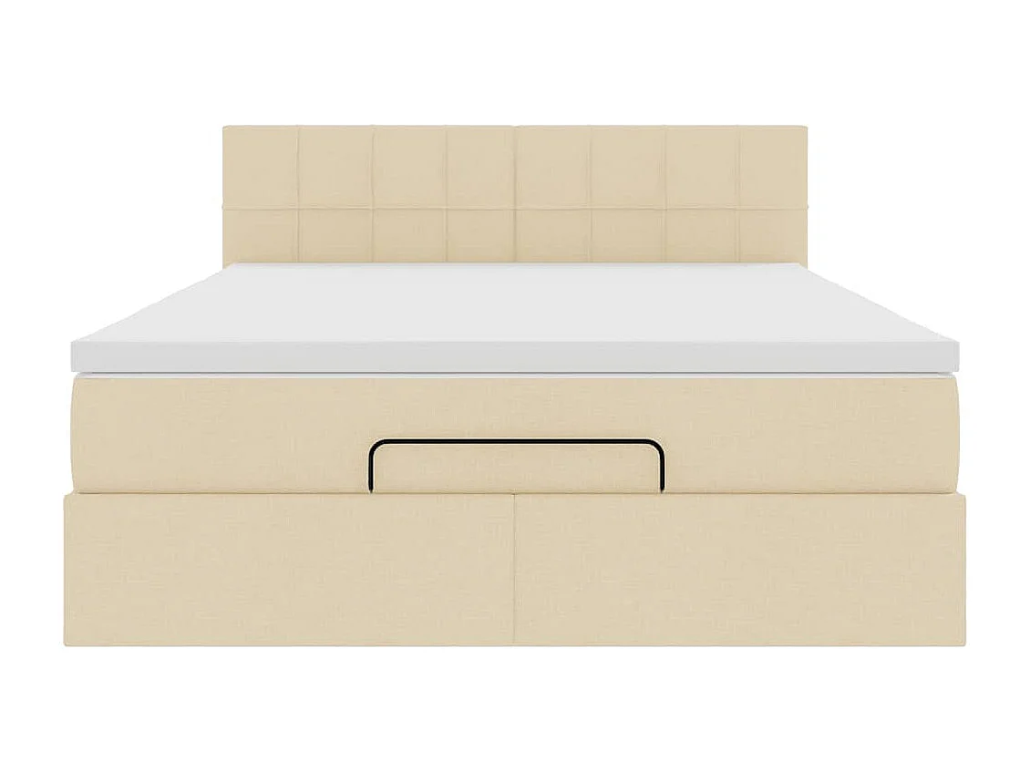 Cama otomana con colchón de tela color crema 140x200 cm