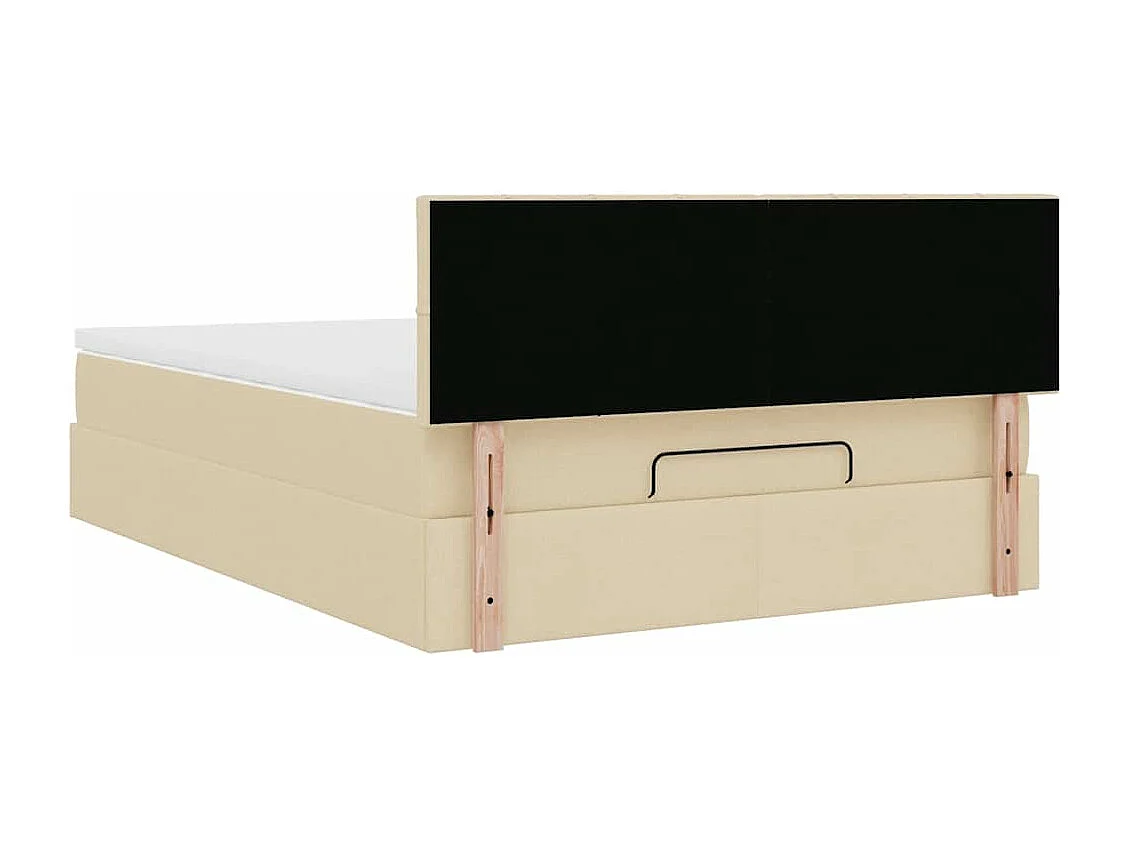 Cama otomana con colchón de tela color crema 140x200 cm