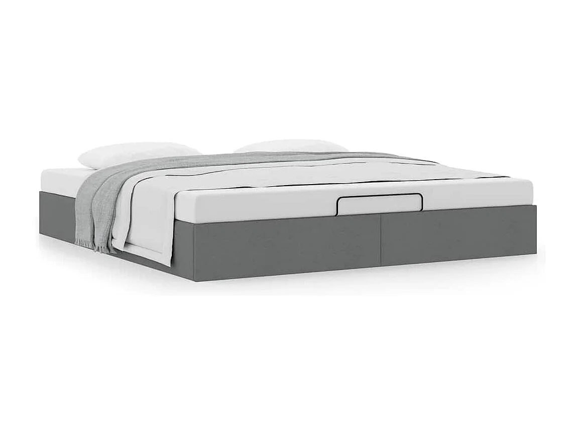 Cadre de lit ottoman sans matelas gris foncé 180x200 cm tissu