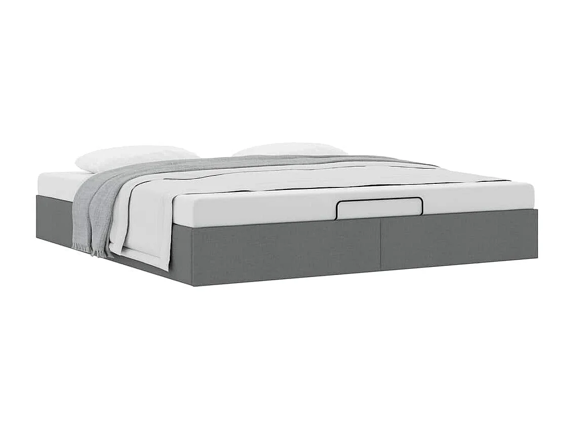 Cadre de lit ottoman sans matelas gris foncé 180x200 cm tissu