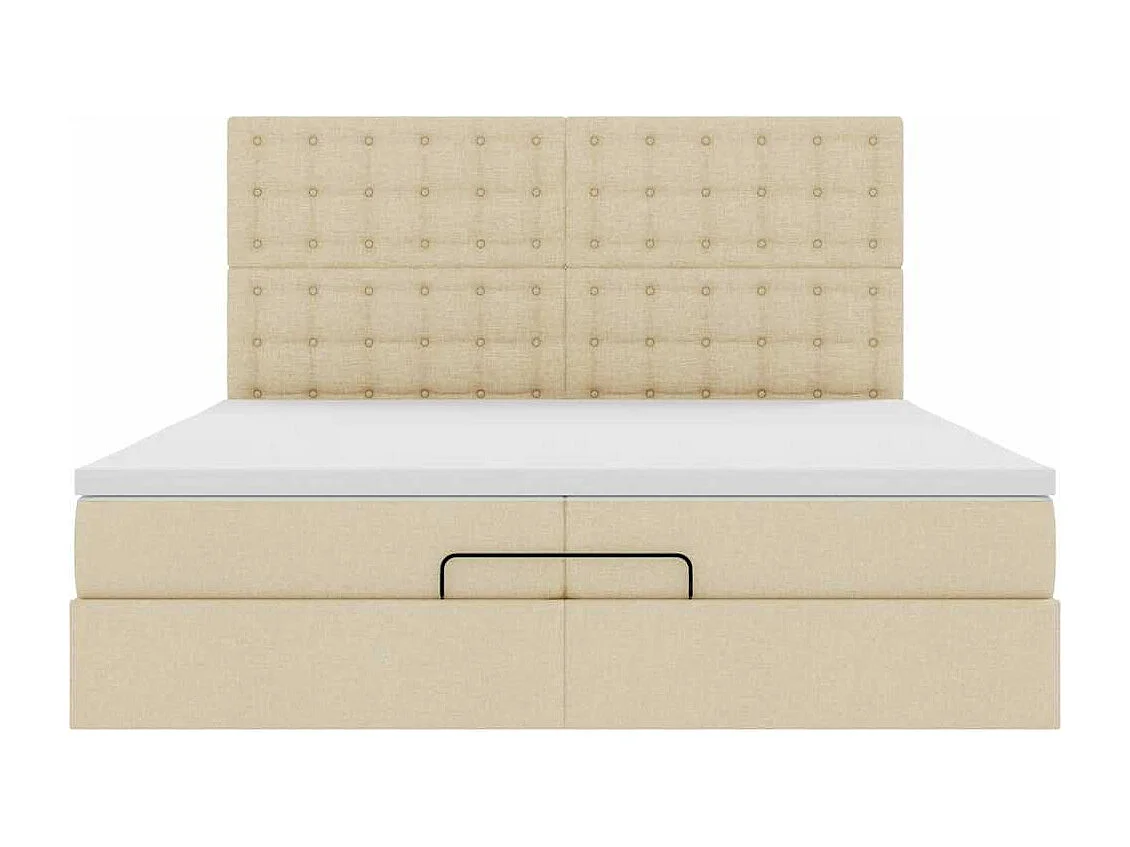 Cadre de lit ottoman avec matelas crème 200x200cm tissu