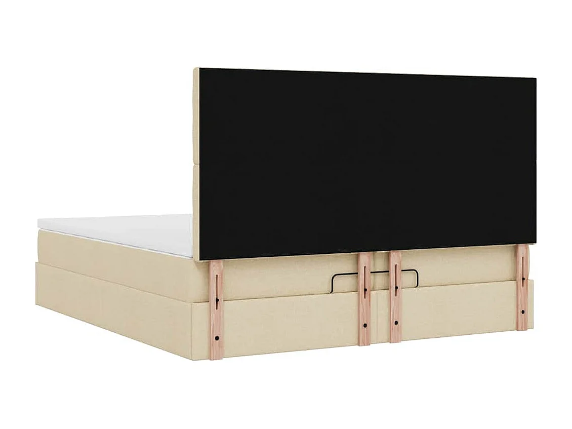 Estrutura de cama otomana com colchões tecido creme 200x200cm