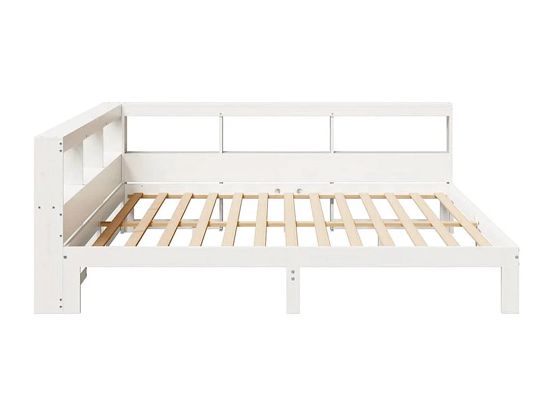 Lit bibliothèque sans matelas blanc 180x200 cm bois pin massif