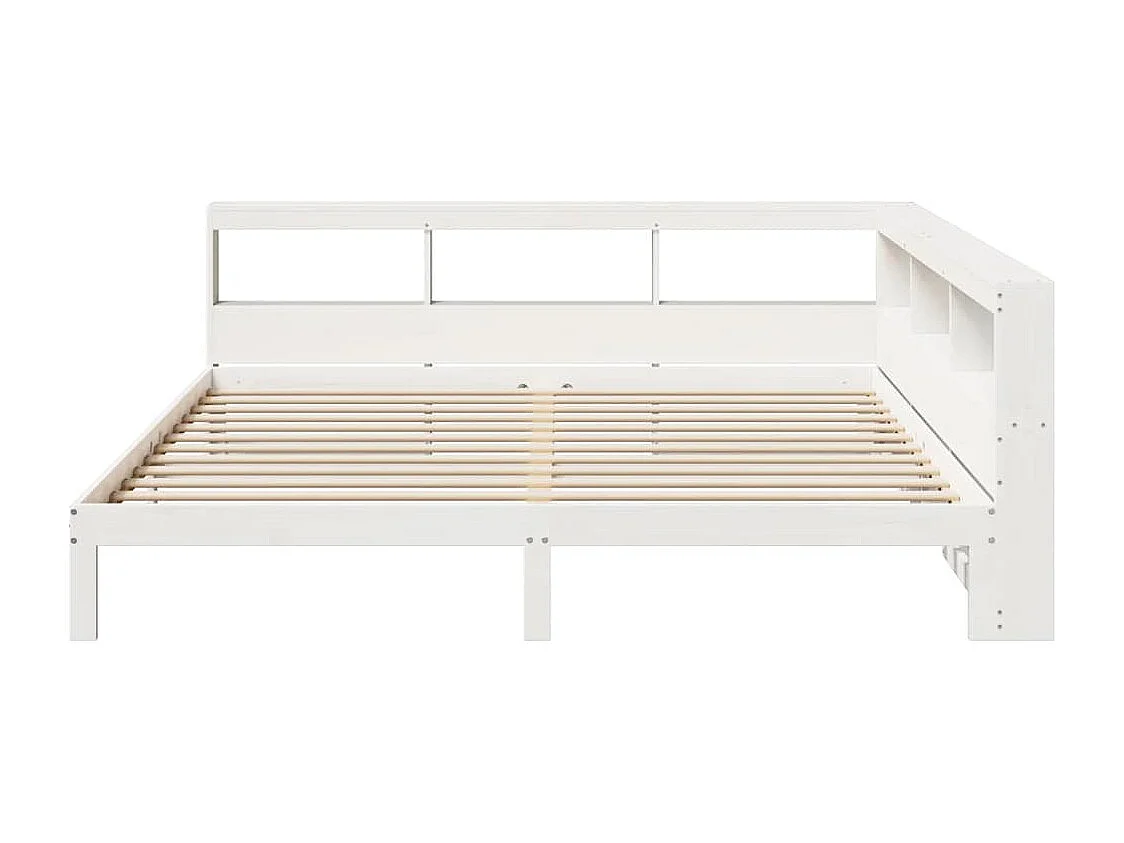 Cama con estantería sin colchón madera maciza blanca 180x200 cm