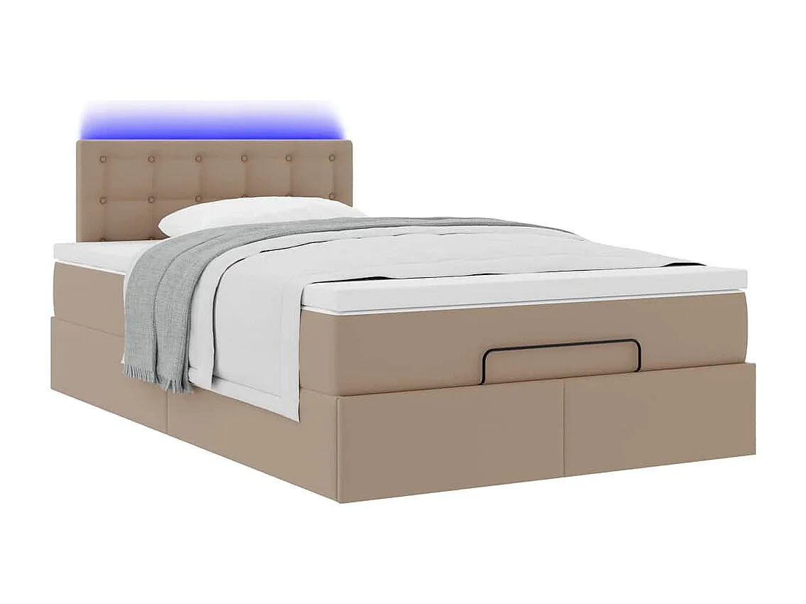 Cadre de lit ottoman et matelas cappuccino 120x200cm similicuir