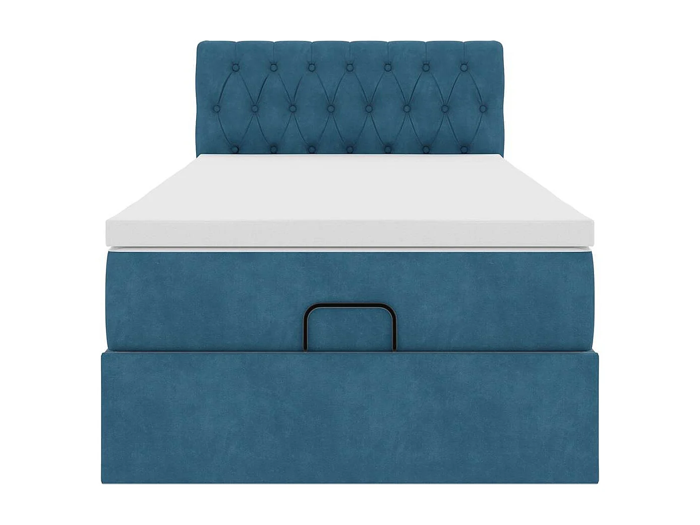 Cadre de lit ottoman avec matelas bleu foncé 90x200 cm velours