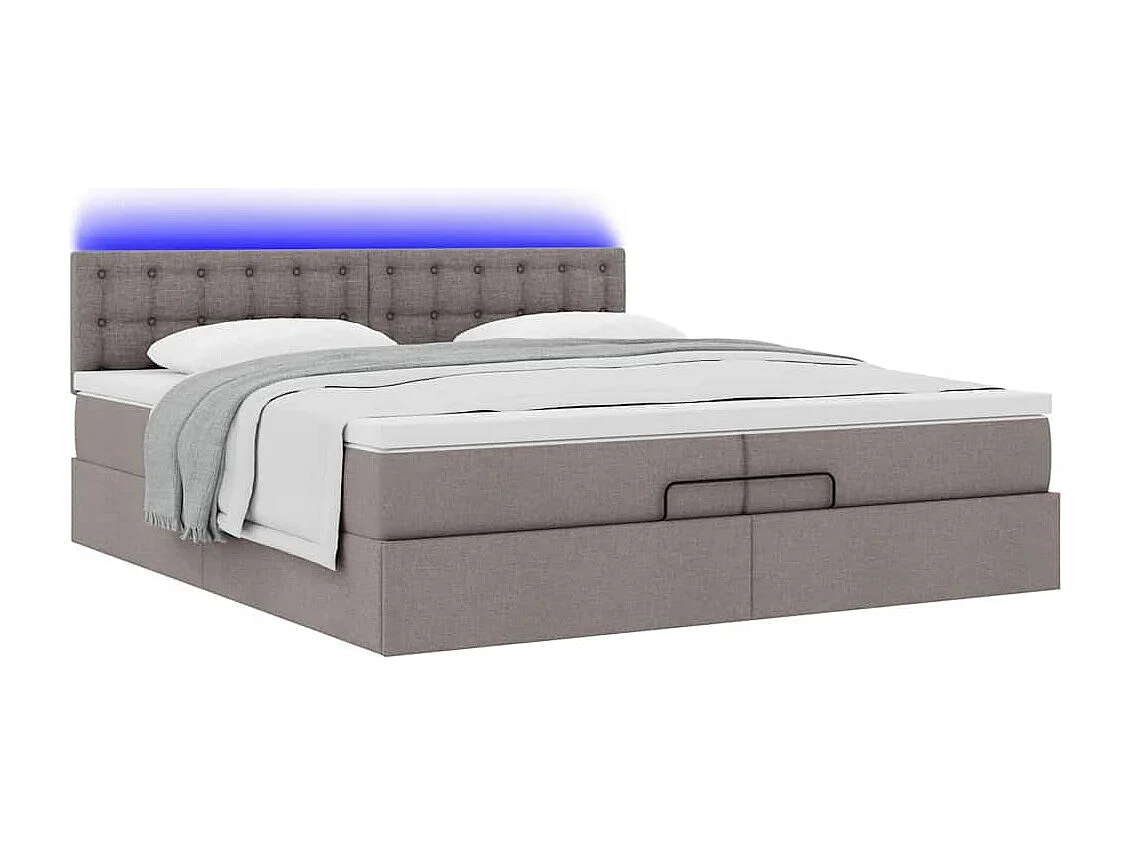 Cadre de lit ottoman avec matelas taupe 200x200cm tissu