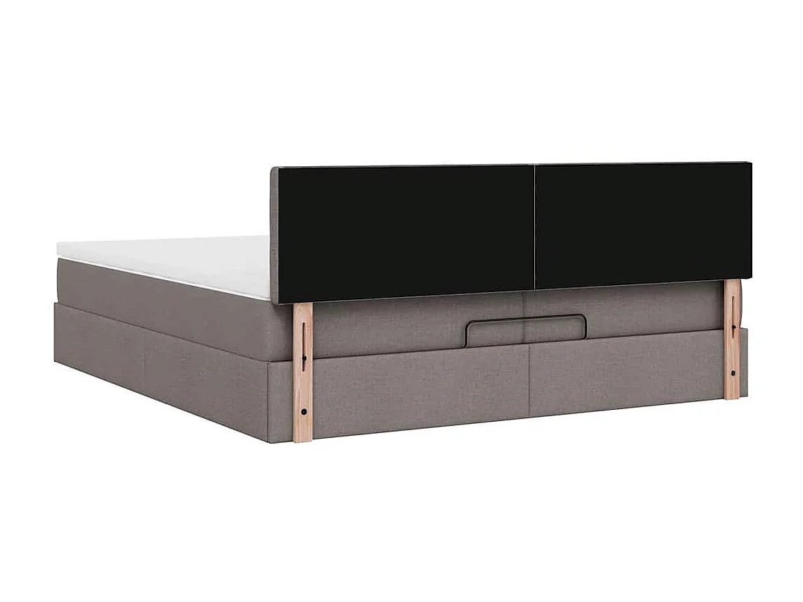 Cadre de lit ottoman avec matelas taupe 200x200cm tissu
