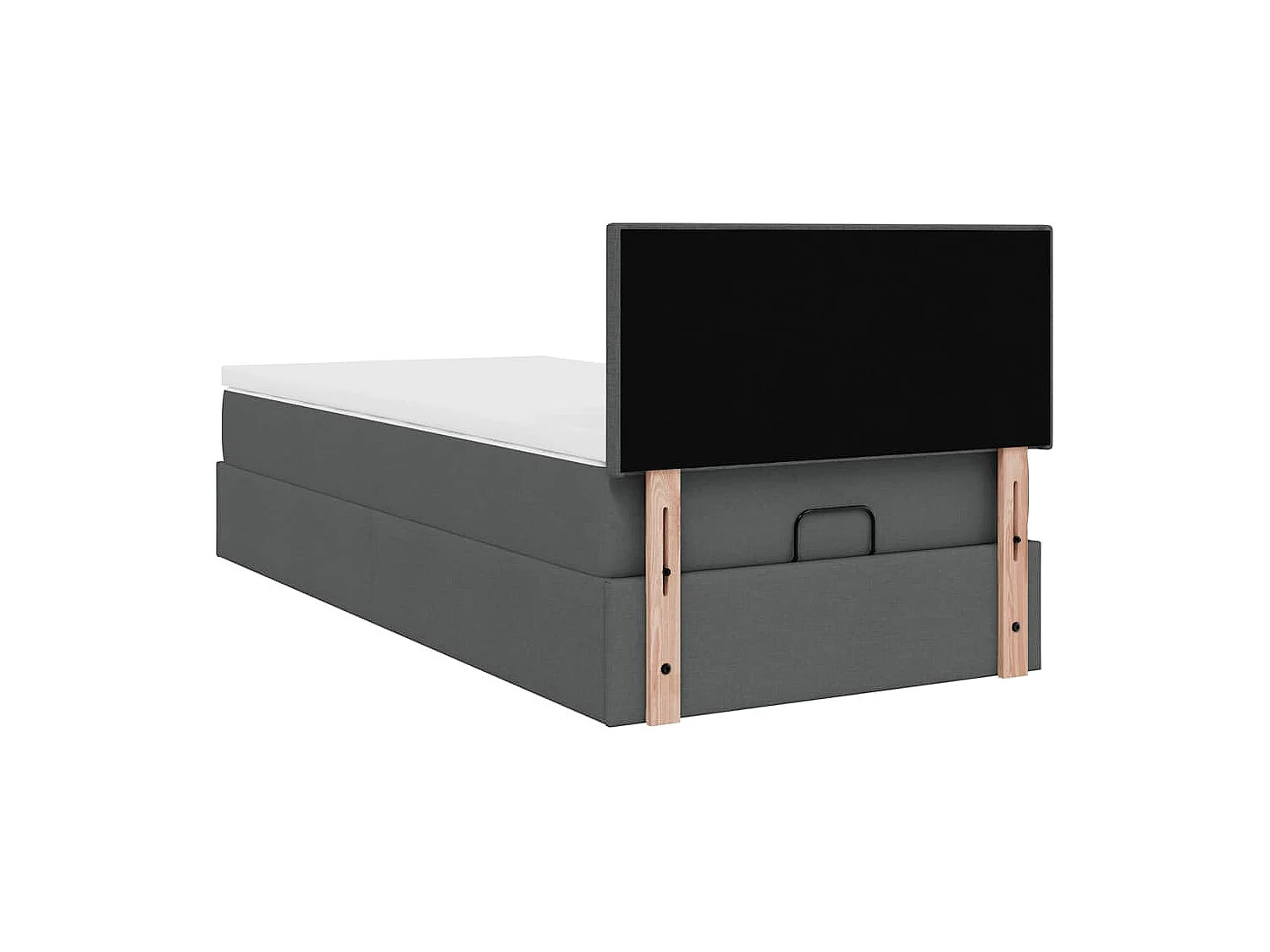 Cadre de lit ottoman avec matelas gris foncé 90x200 cm tissu
