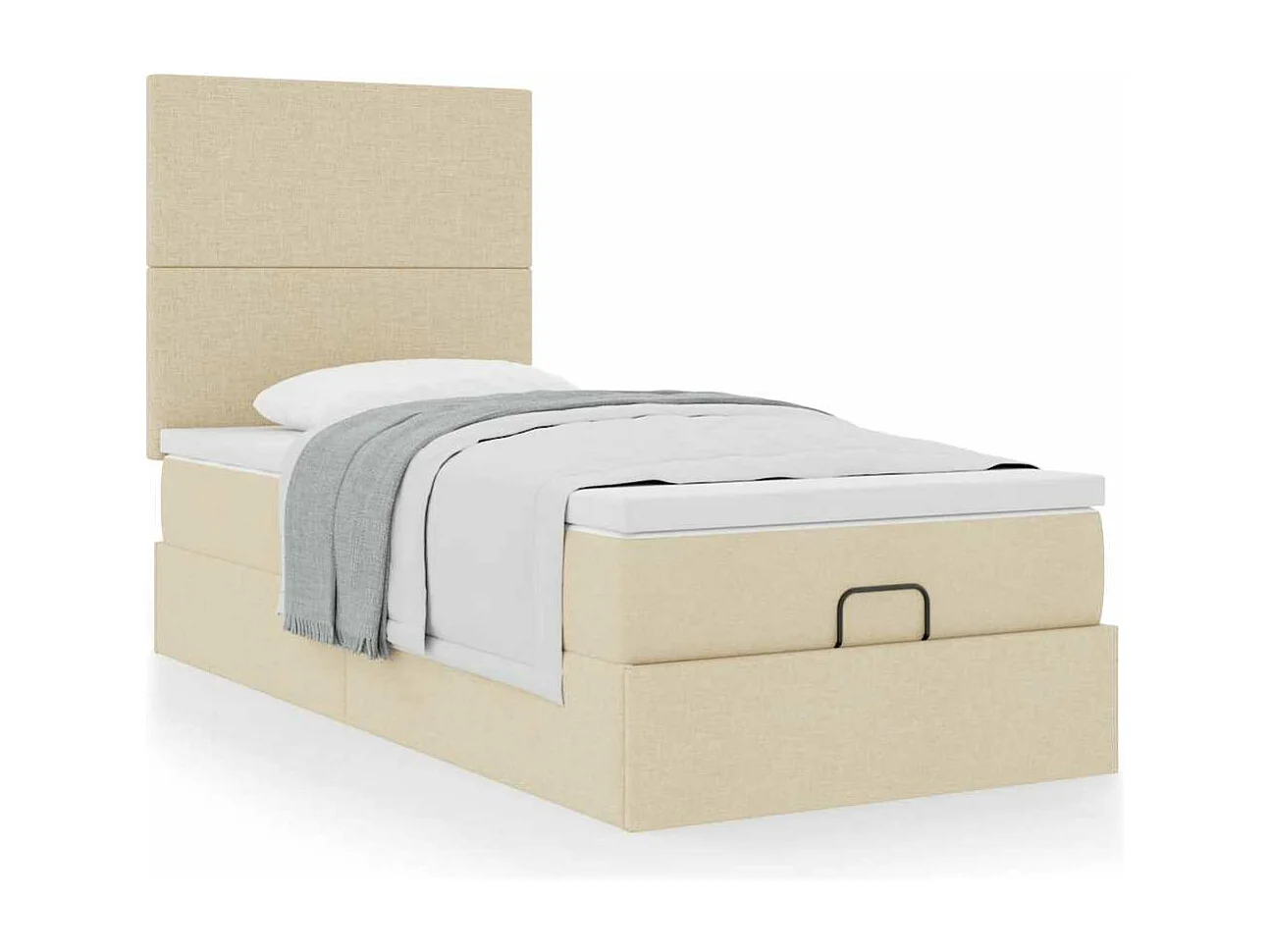 Cadre de lit ottoman avec matelas crème 90x190 cm tissu