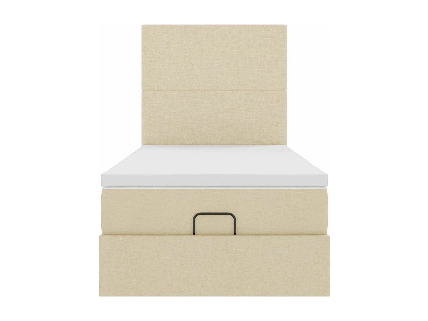 Cadre de lit ottoman avec matelas crème 90x190 cm tissu