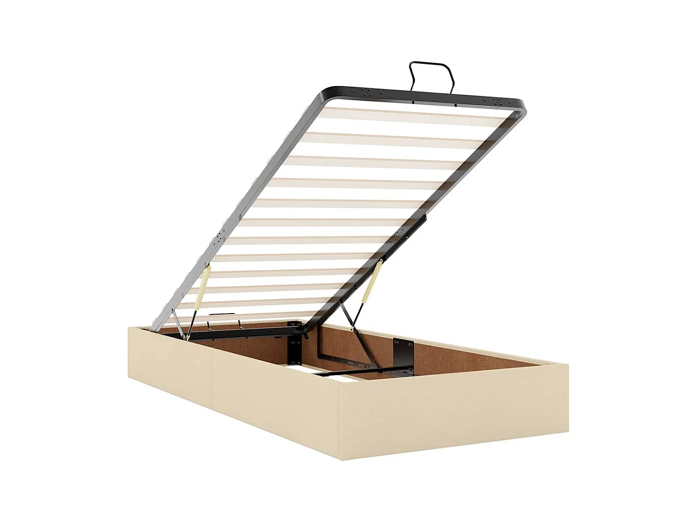 Estrutura de cama otomana com creme de colchão 90x190cm tecido