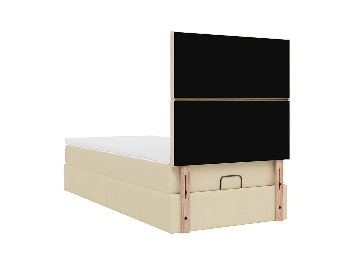 Estrutura de cama otomana com creme de colchão 90x190cm tecido