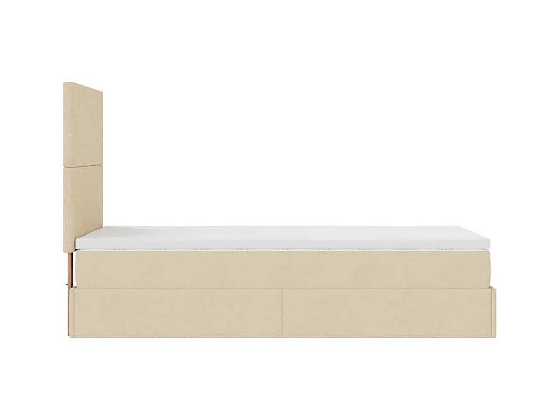 Estrutura de cama otomana com creme de colchão 90x190cm tecido