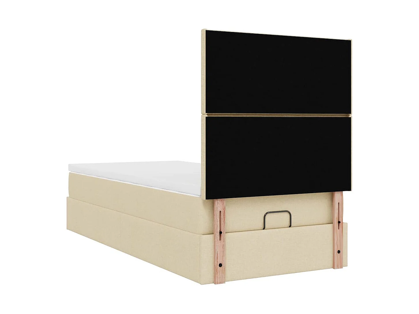 Ottoman bed met matras 90x190cm stof crèmekleurig