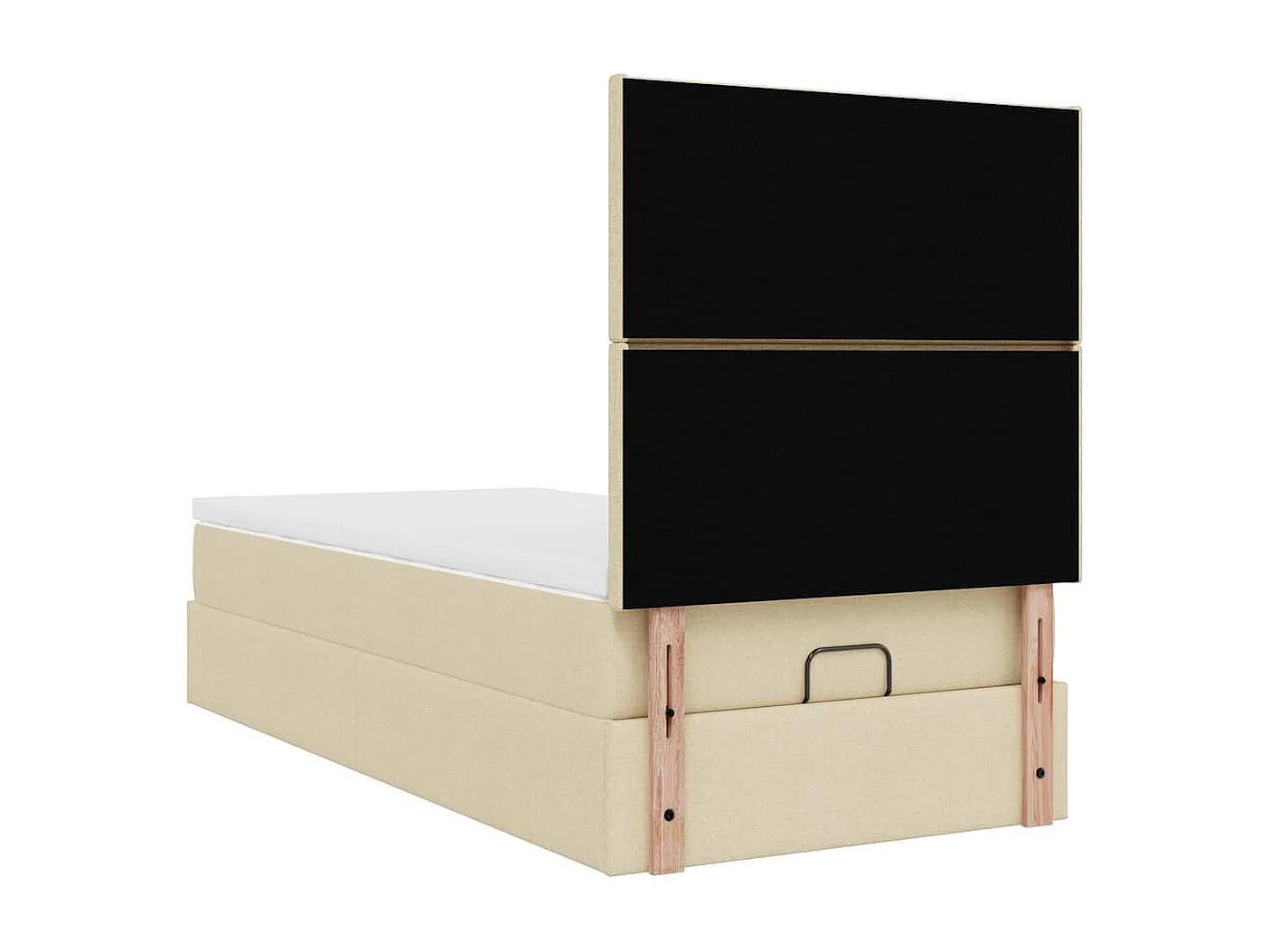 Ottoman bed met matras 90x190cm stof crèmekleurig