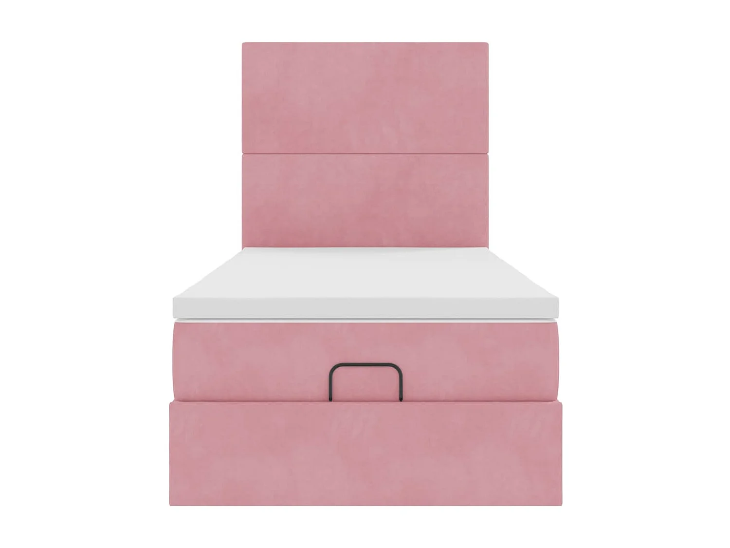 Estructura cama otomana con colchones terciopelo rosa 90x190cm