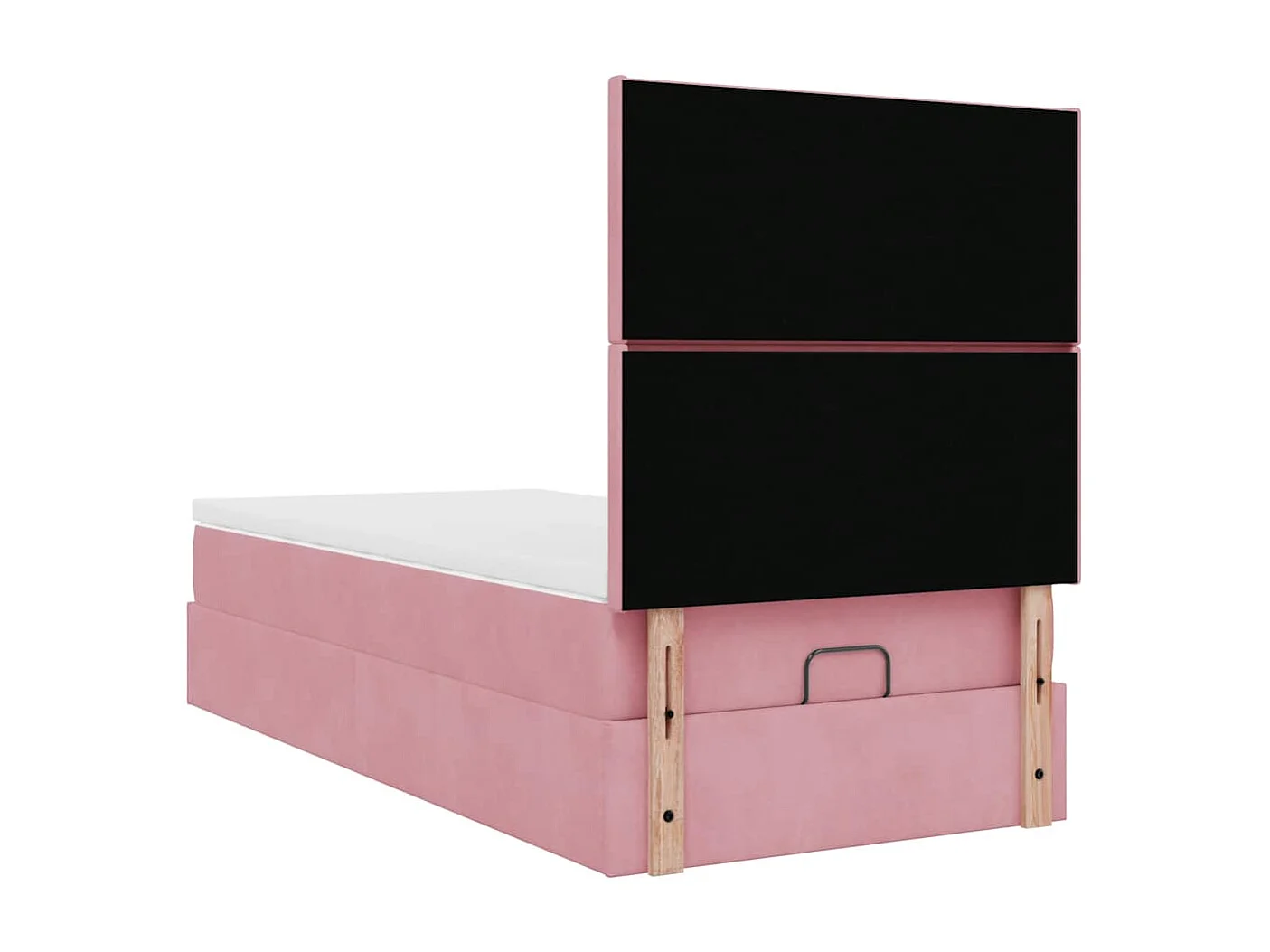 Cadre de lit ottoman avec matelas rose 90x190 cm velours