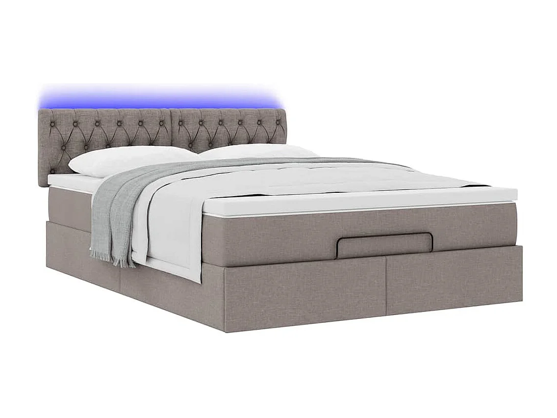 Lit ottoman avec matelas taupe 140x200 cm tissu