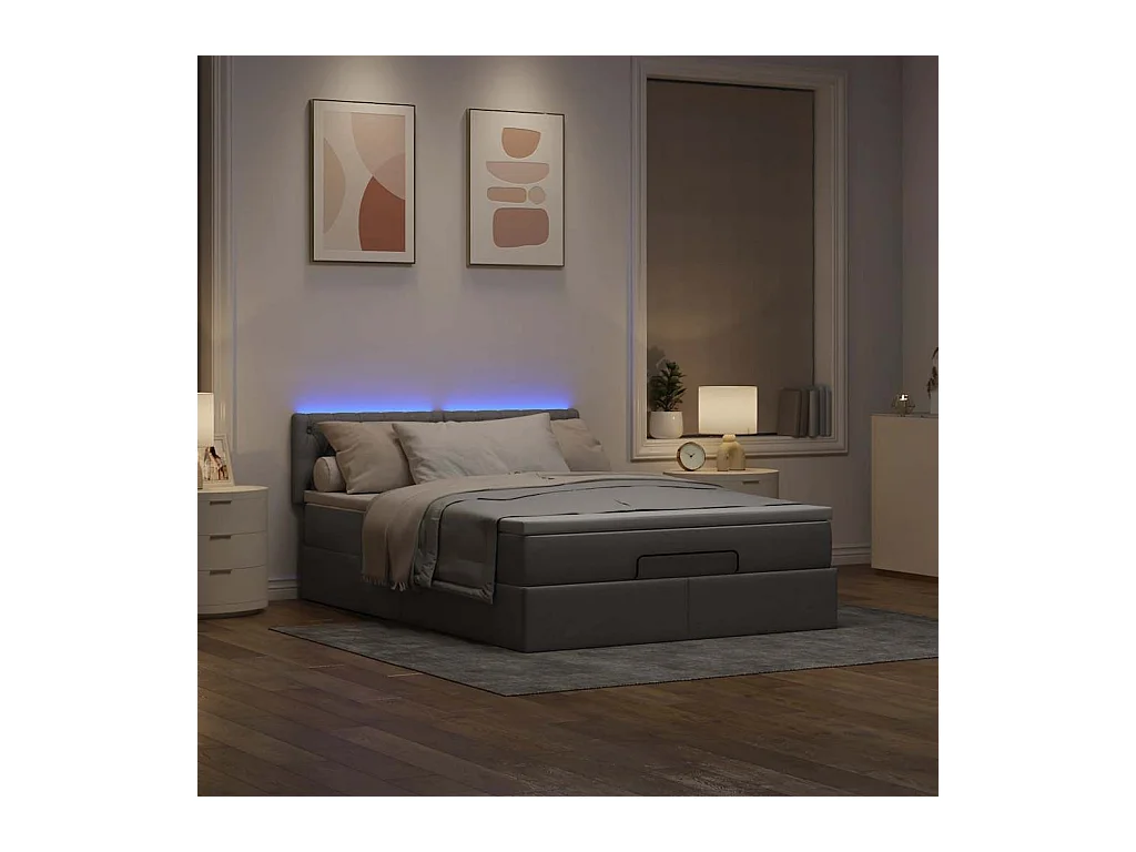 Lit ottoman avec matelas taupe 140x200 cm tissu
