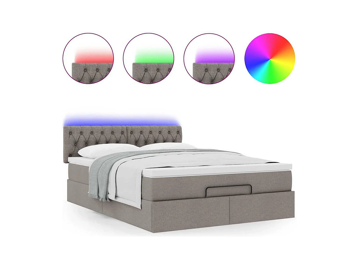 Cama otomana com colchão 140x200 cm tecido cinza