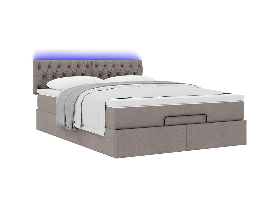 Cama otomana com colchão 140x200 cm tecido cinza