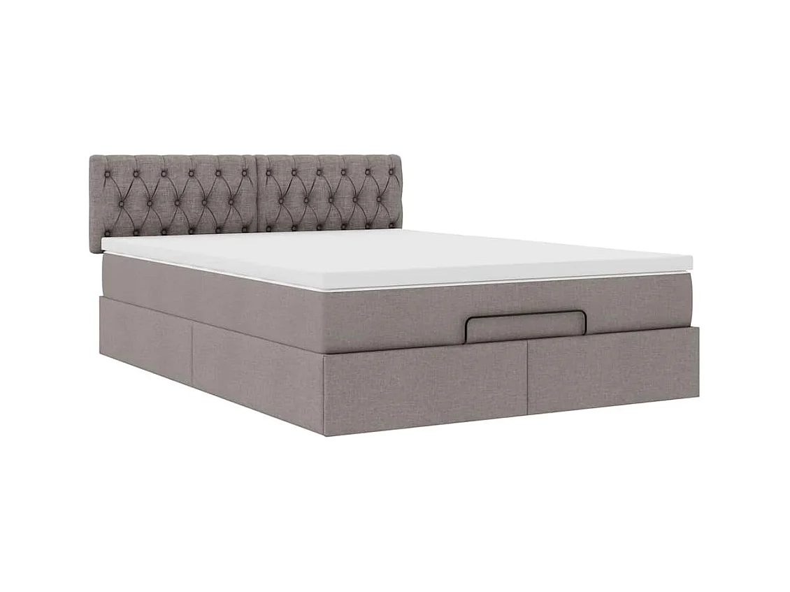 Cama otomana com colchão 140x200 cm tecido cinza