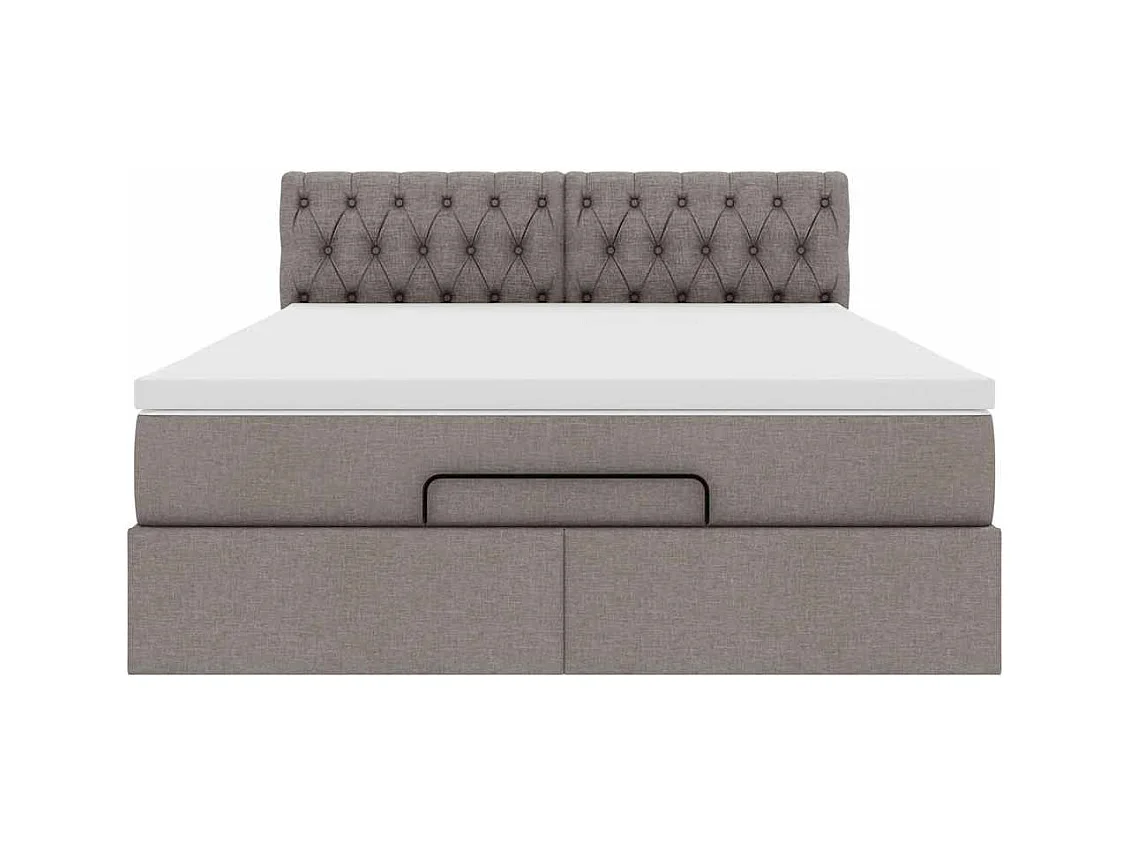 Cama otomana com colchão 140x200 cm tecido cinza