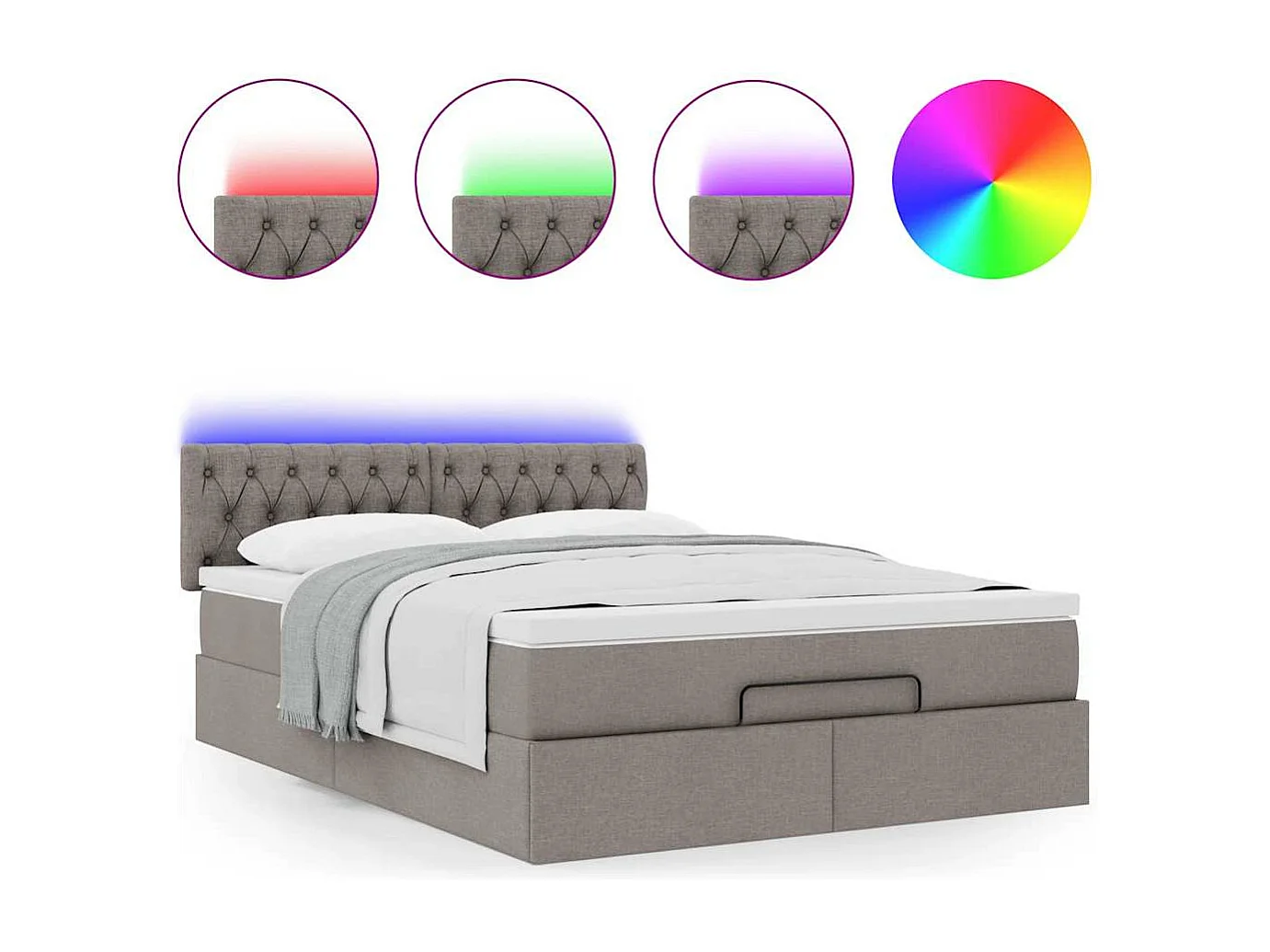 Lit ottoman avec matelas taupe 140x200 cm tissu