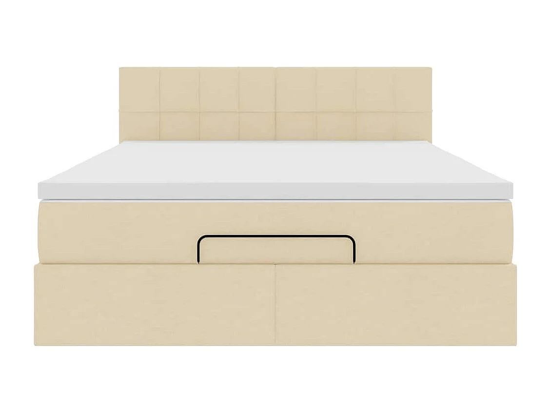 Cadre de lit ottoman avec matelas crème 140x200 cm tissu