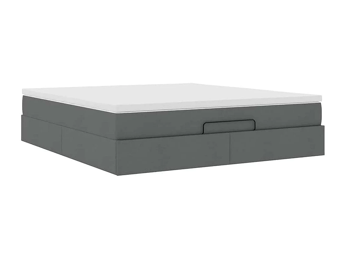 Cadre de lit ottoman avec matelas gris foncé 180x200 cm tissu