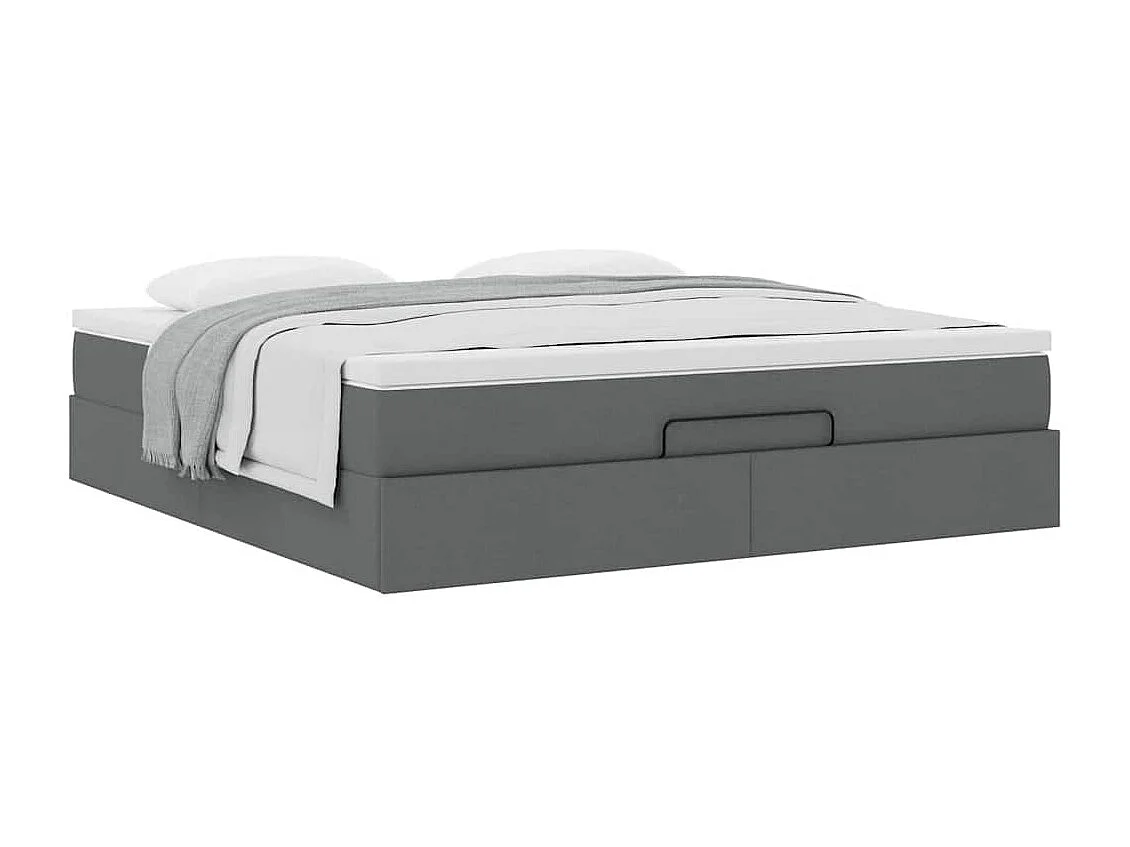 Cadre de lit ottoman avec matelas gris foncé 180x200 cm tissu