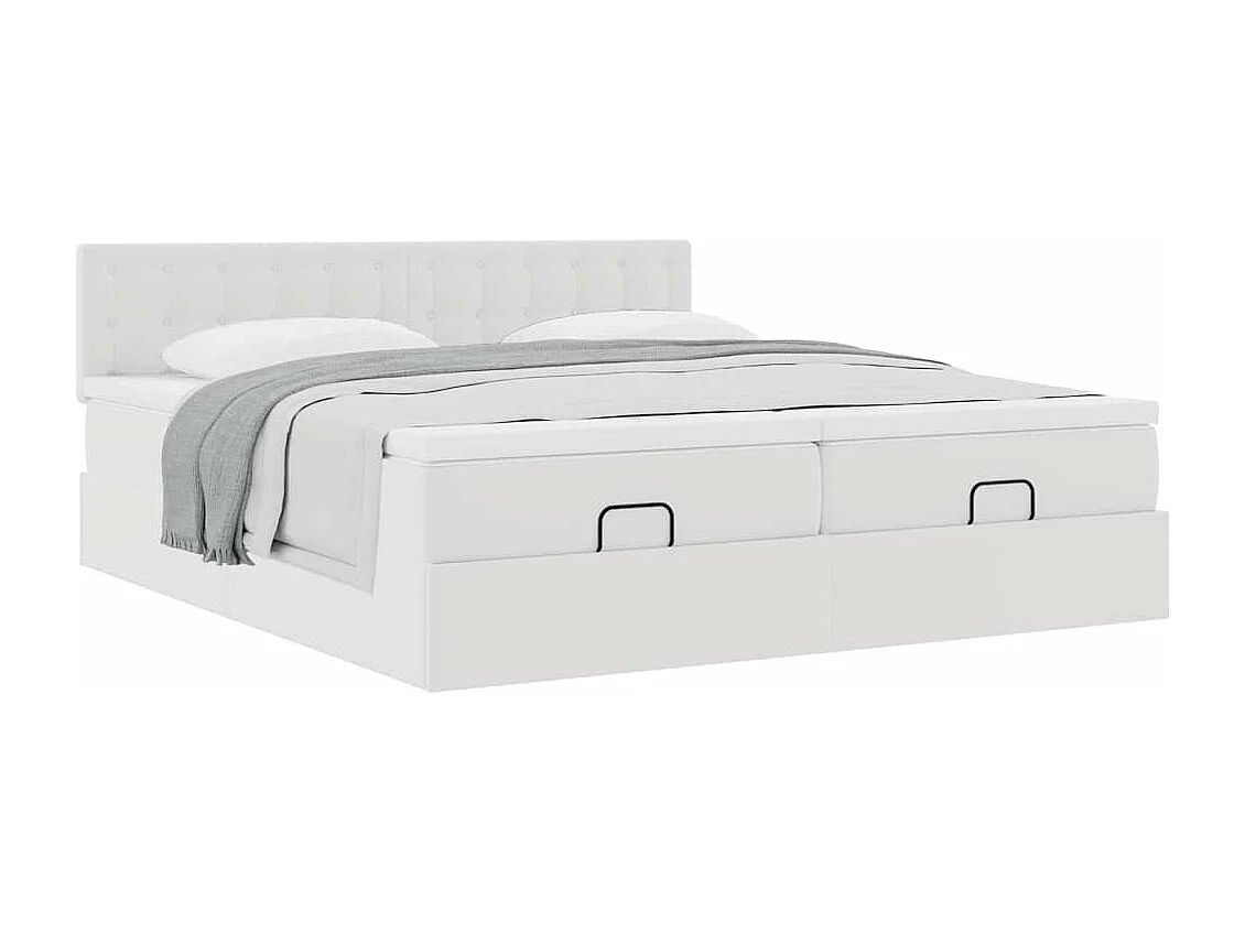 Estructura cama otomana colchones cuero sintético blanco