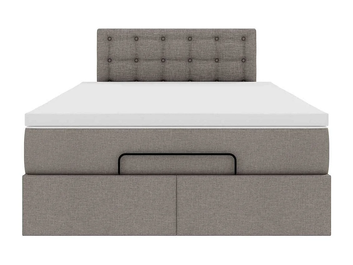 Cadre de lit ottoman avec matelas taupe 120x190 cm tissu